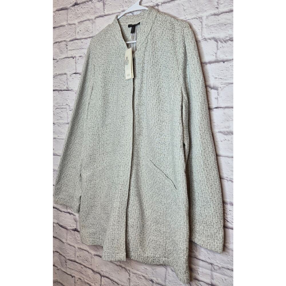 Eileen Fisher System Jacket Textural Cotton Tencel Stretch Gray White Size XL - Picture 3 of 9